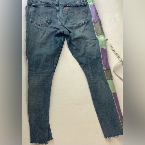 Levis 711 Jeans, size 32 distressed patchwork, Cropped Ankle, Women's - Picture 9 of 12